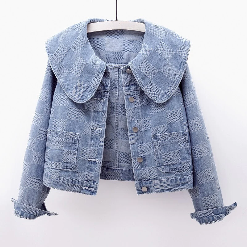 Ivette Stor Krage Denimjakke