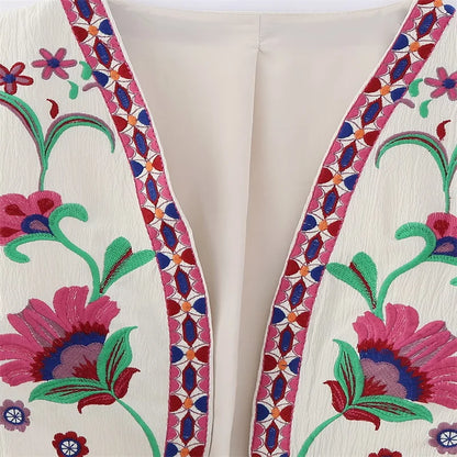 Vintage Blomsterbrodert Vest