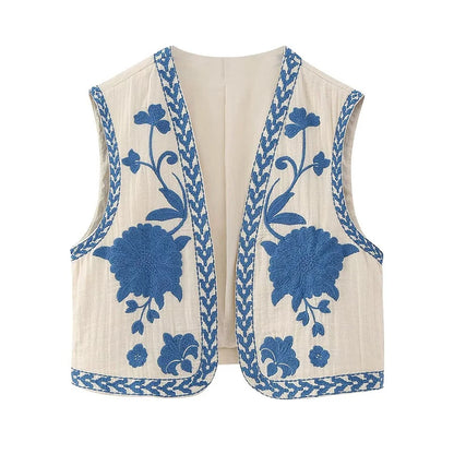 Vintage Blomsterbrodert Vest